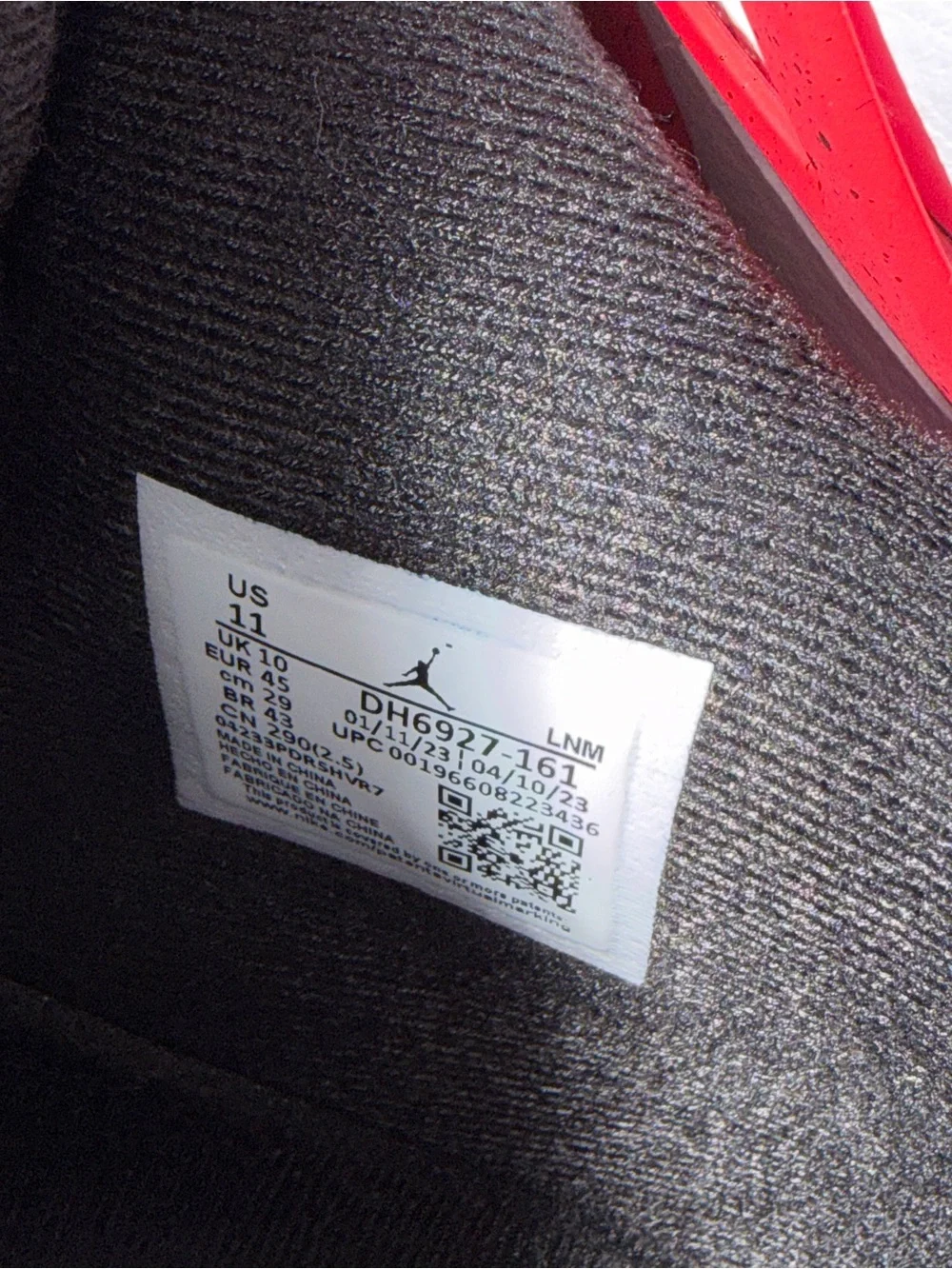 Nike Air Jordan 4 Retro “Red Cement” White Fire Red Black men’s size 11
